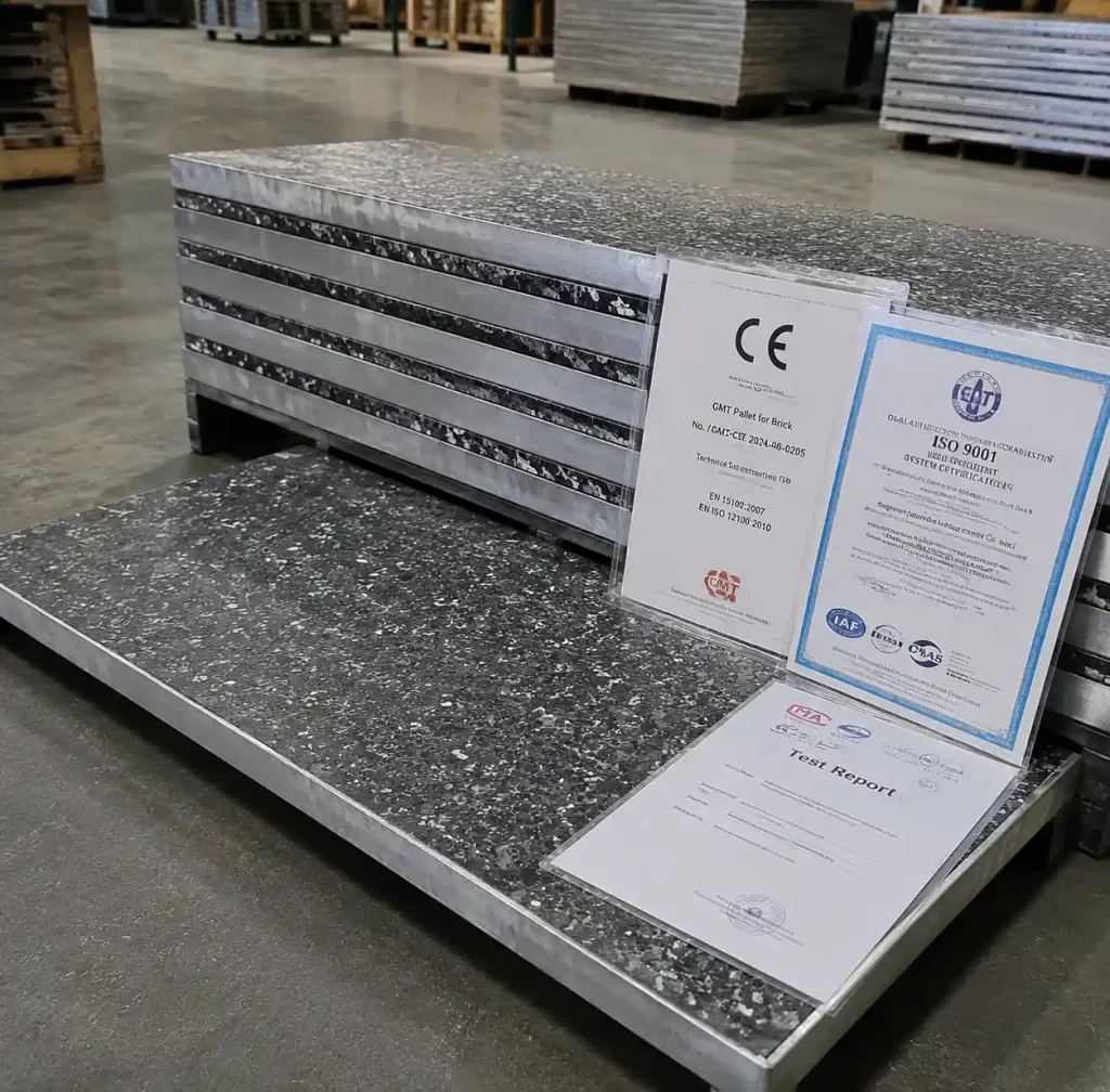 European standards compliance certification for GMT brick production pallets