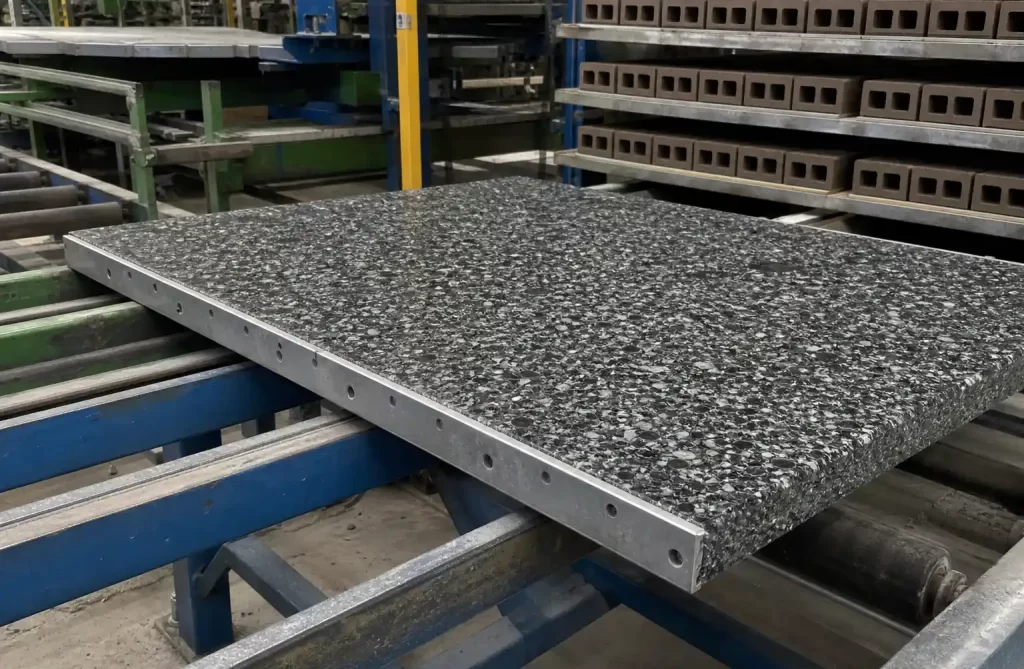 Close-up of GMT brick pallet surface showing consistent dimensions and flat surface
