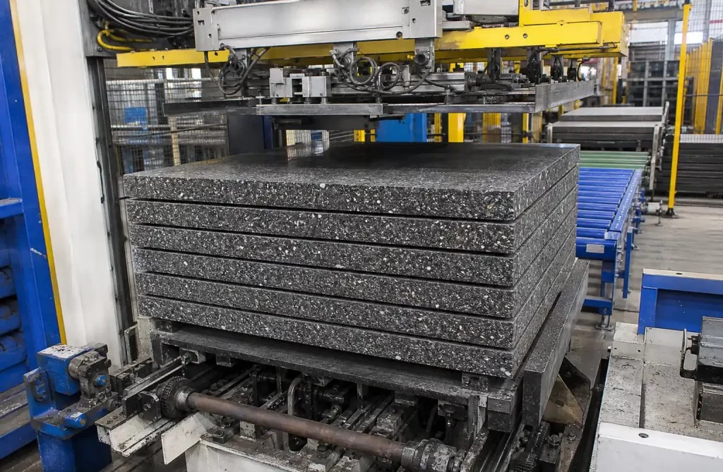 Automated brick production line with GMT pallets on robotic handling system