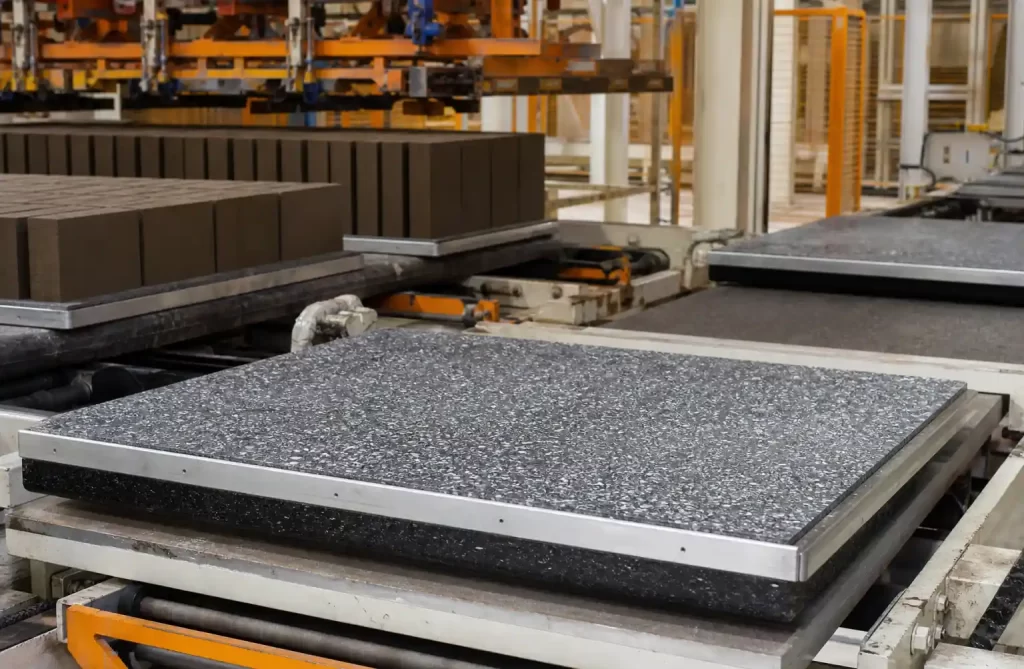 Automated brick production line using GMT pallets with consistent dimensions