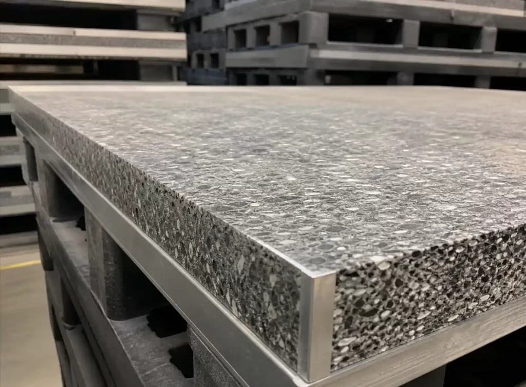 Material construction comparison of GMT, wood, and plastic pallets
