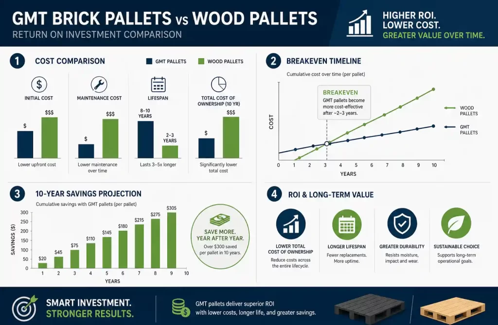 ROI calculation chart comparing GMT pallet investment returns over time