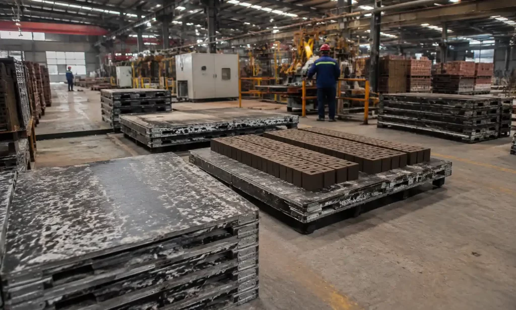 GMT pallet implementation in brick manufacturing facility showing production integration
