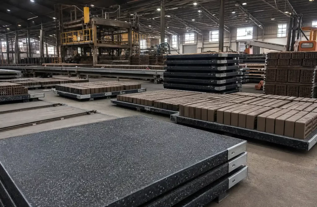Complete brick production facility using GMT pallets